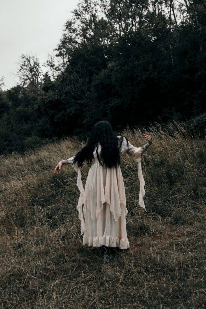 Spooky photoshoot in Castle Combe Woods
