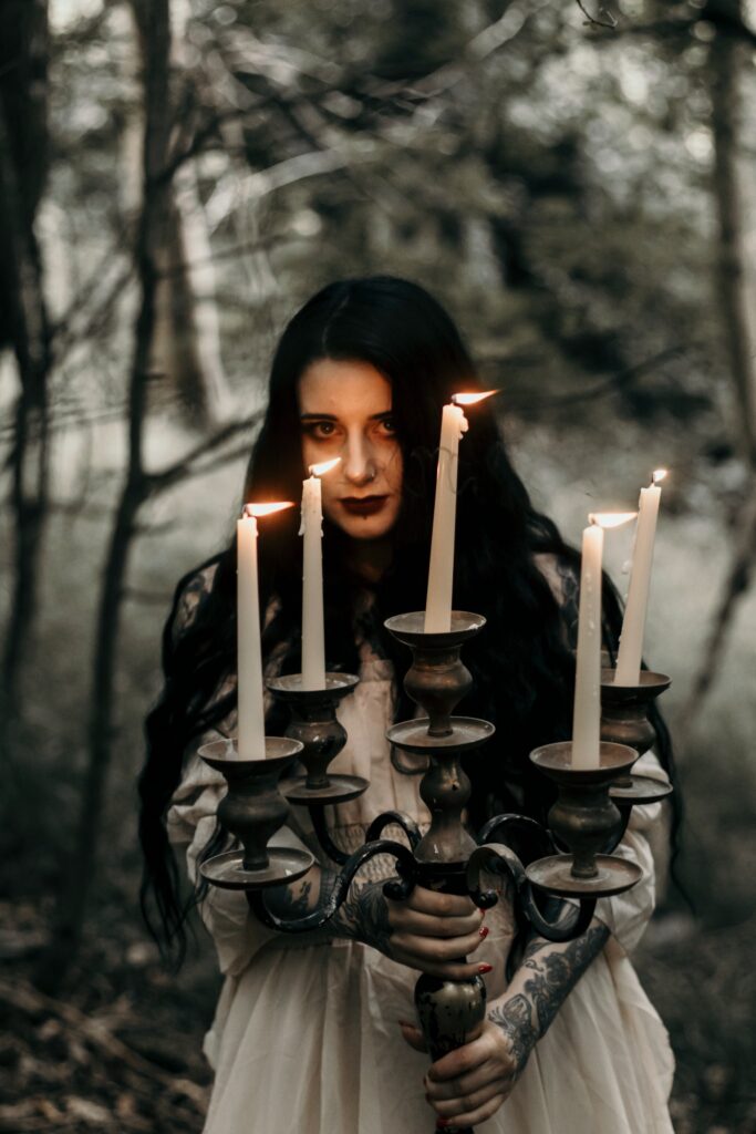 Spooky photoshoot in Castle Combe Woods