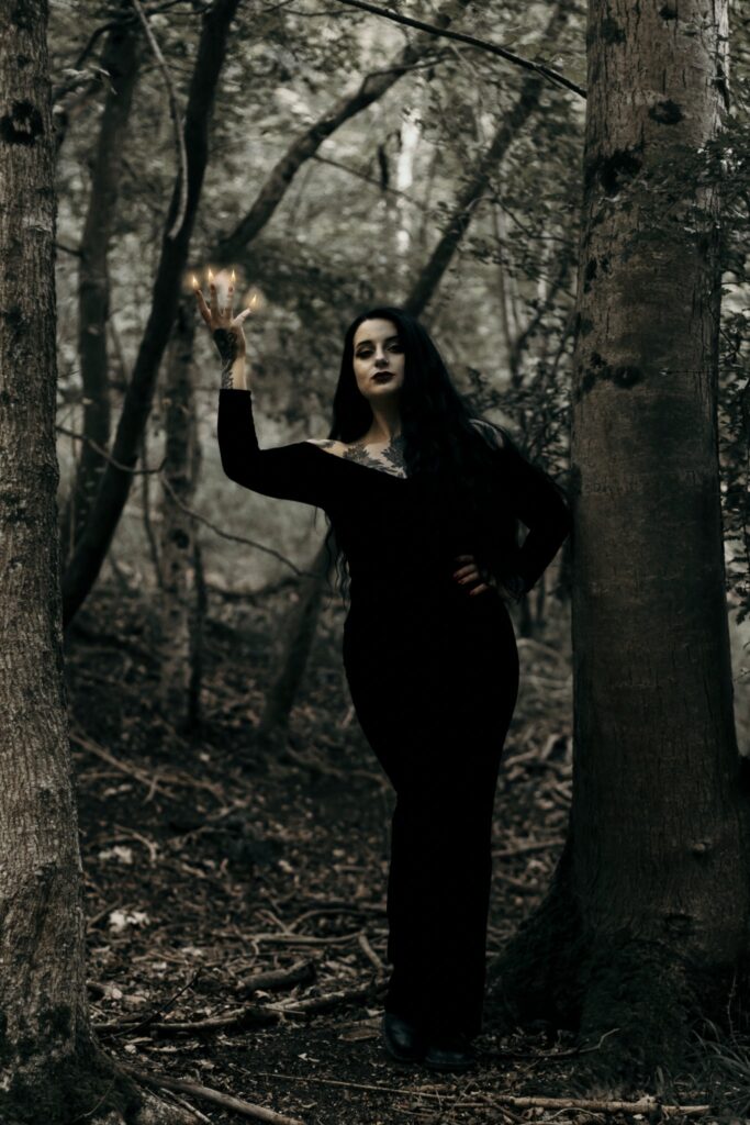 Spooky photoshoot in Castle Combe Woods